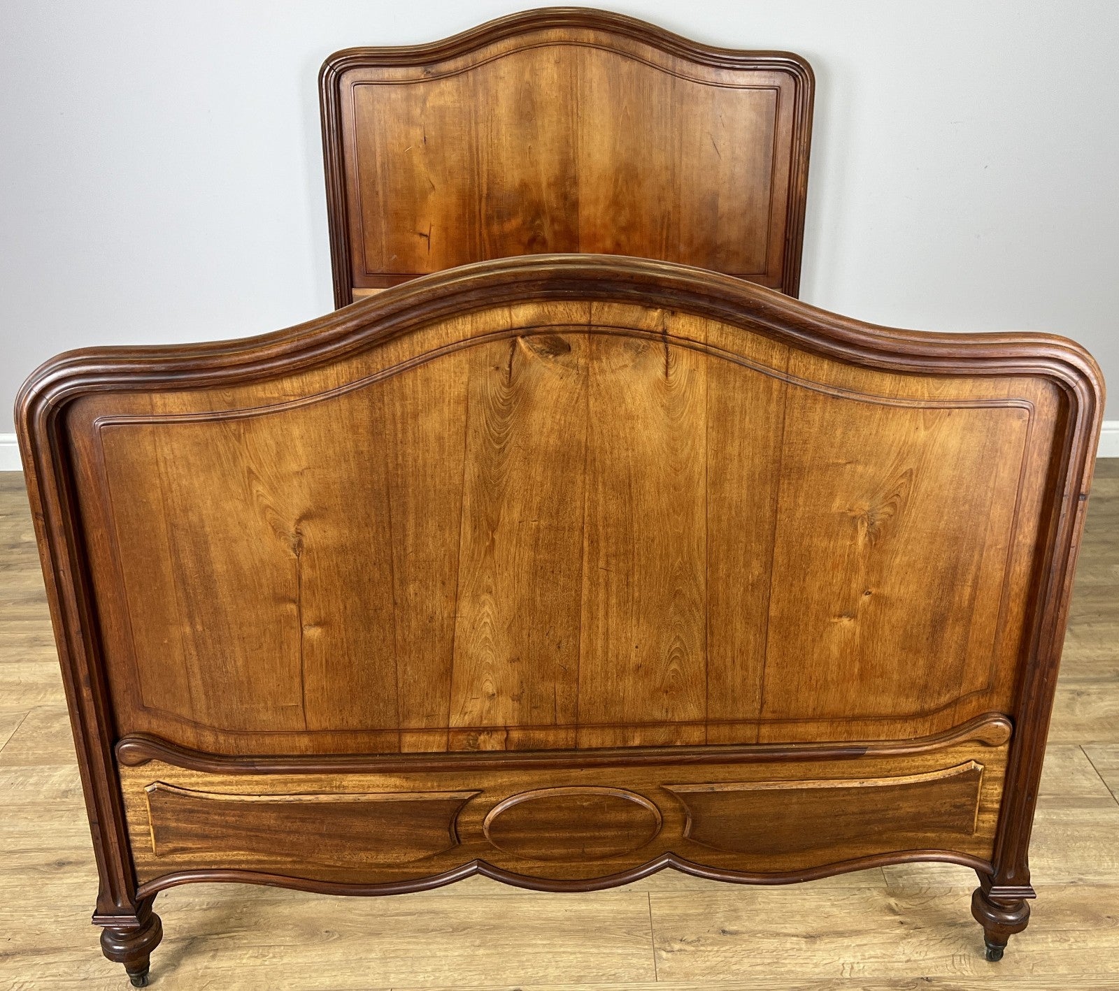 Bed Antique French Style Double Bed Frame Walnut Carved Headboard LOT 64070