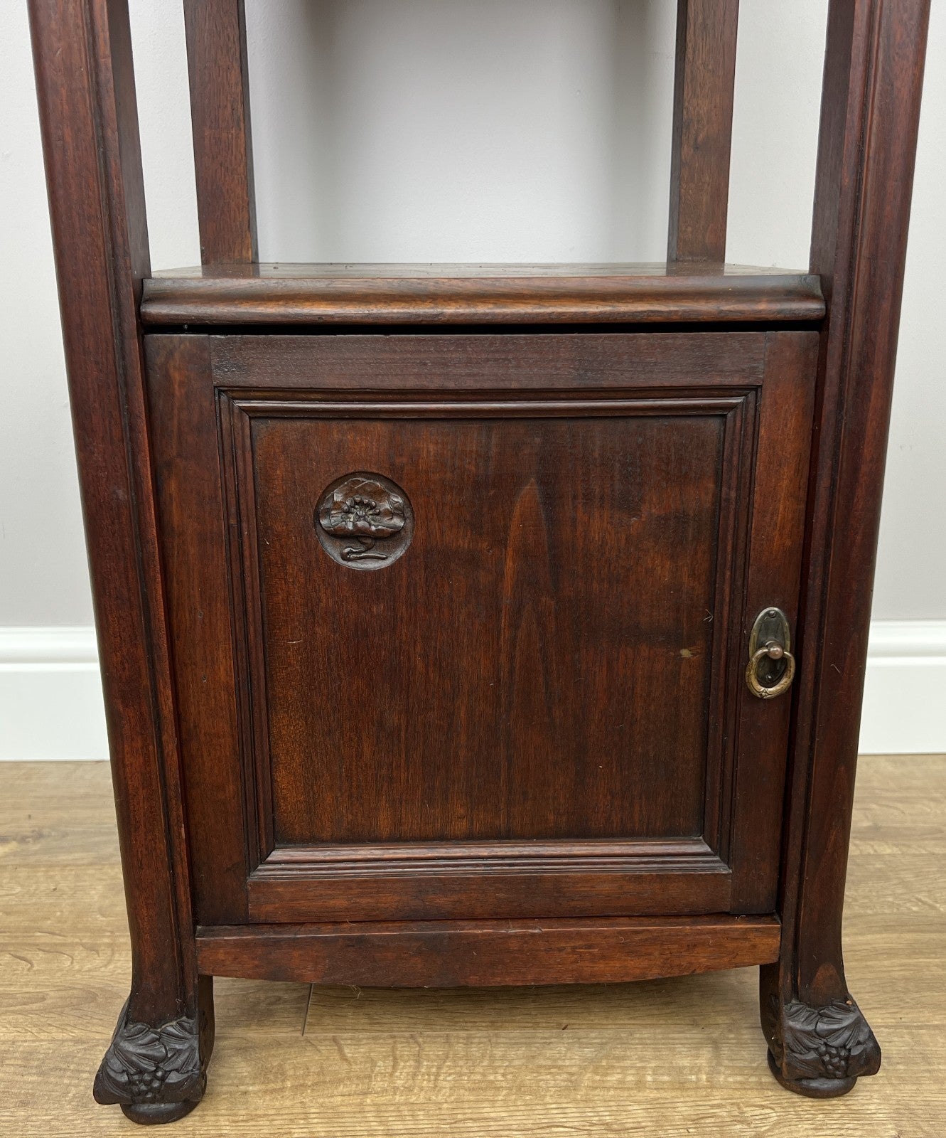 Bedside Table Antique French Style Marble Top Walnut Cabinet Nightstand LOT 62393