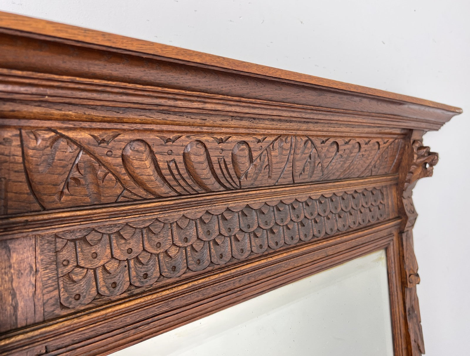 Mirror Antique French Oak Wall Mirror Home Decor Carved Wall Frame LOT 63713
