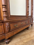 Wardrobe Antique French Style Oak Three Door Carved Mirrored Armoire LOT 62314