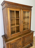 Bookcase Vintage French Oak Glazed Display Cabinet Carved Sideboard LOT 62572