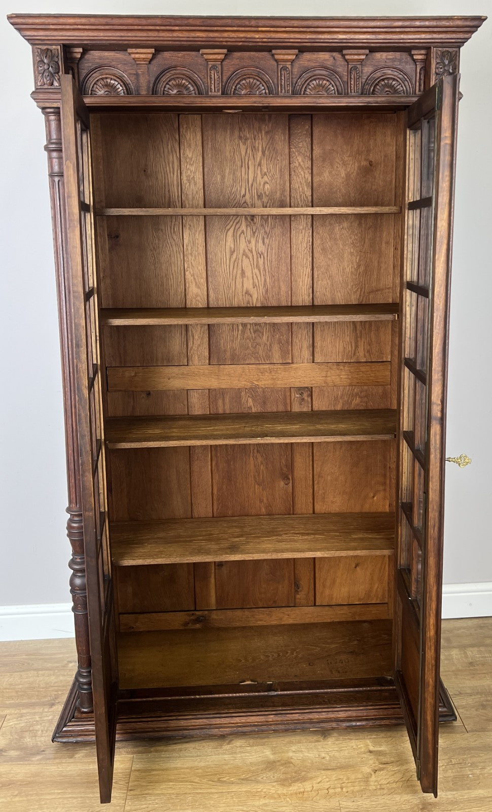 Bookcase Antique French Style Glazed Display Cabinet Oak Sideboard LOT 6545