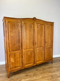 Wardrobe Vintage French Louis XVI Style Oak Four Door Carved Armoire LOT 6533