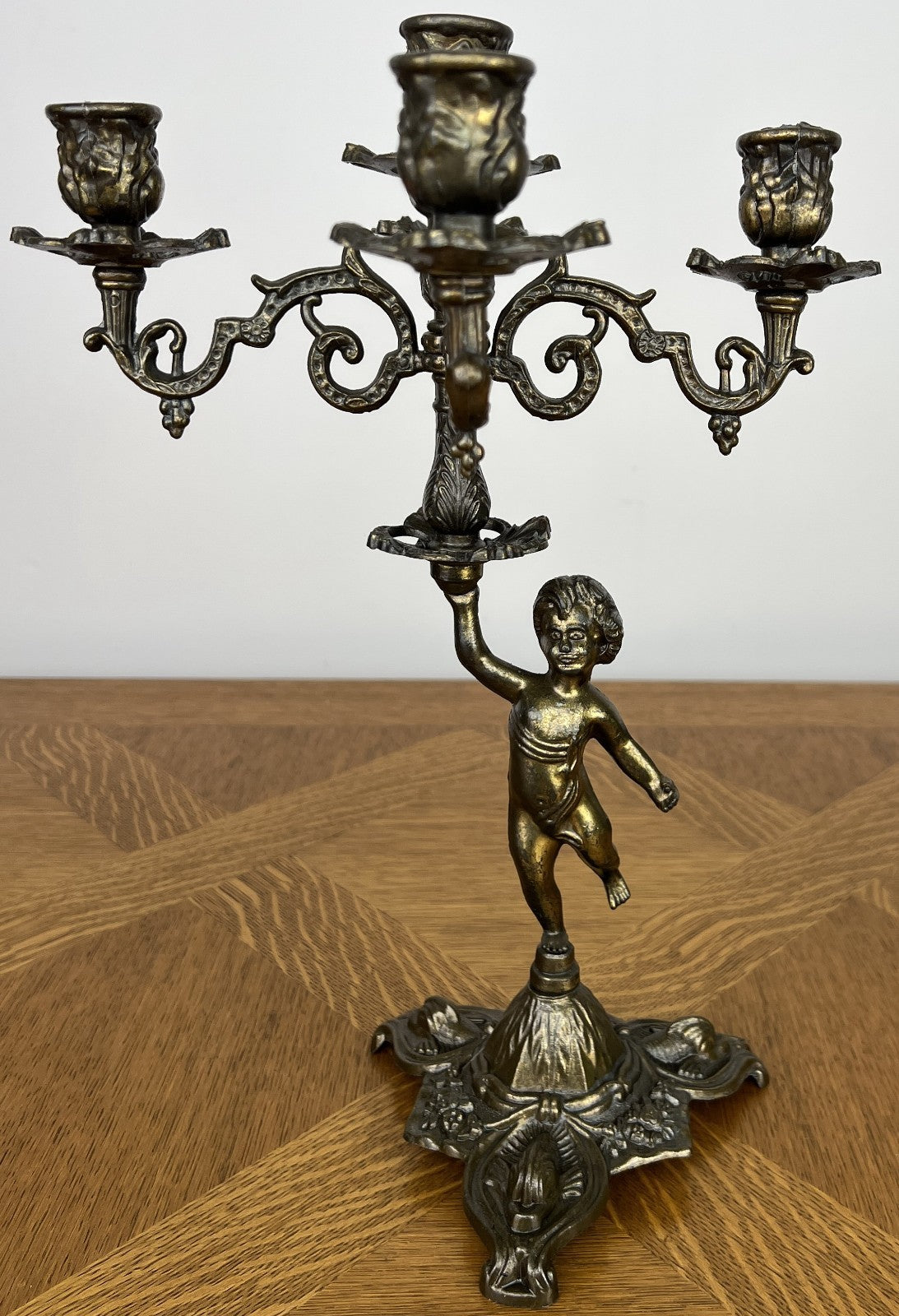 Candelabra Vintage French Cherub 5 Arm Ornate Candle Holder LOT 60570