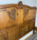 Bed Vintage French Louis XVI Double Bed Frame Oak Carved Headboard LOT 45878