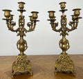 Candelabras Vintage French Brass Pair Ornate 5 Arm Candle Holders LOT 60442
