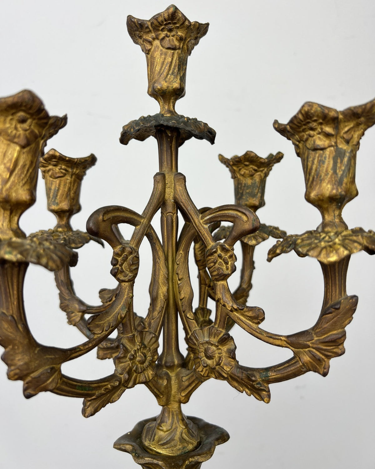 Candelabra Antique French Style Brass Marble Five Arm Candle Holder LOT 6488