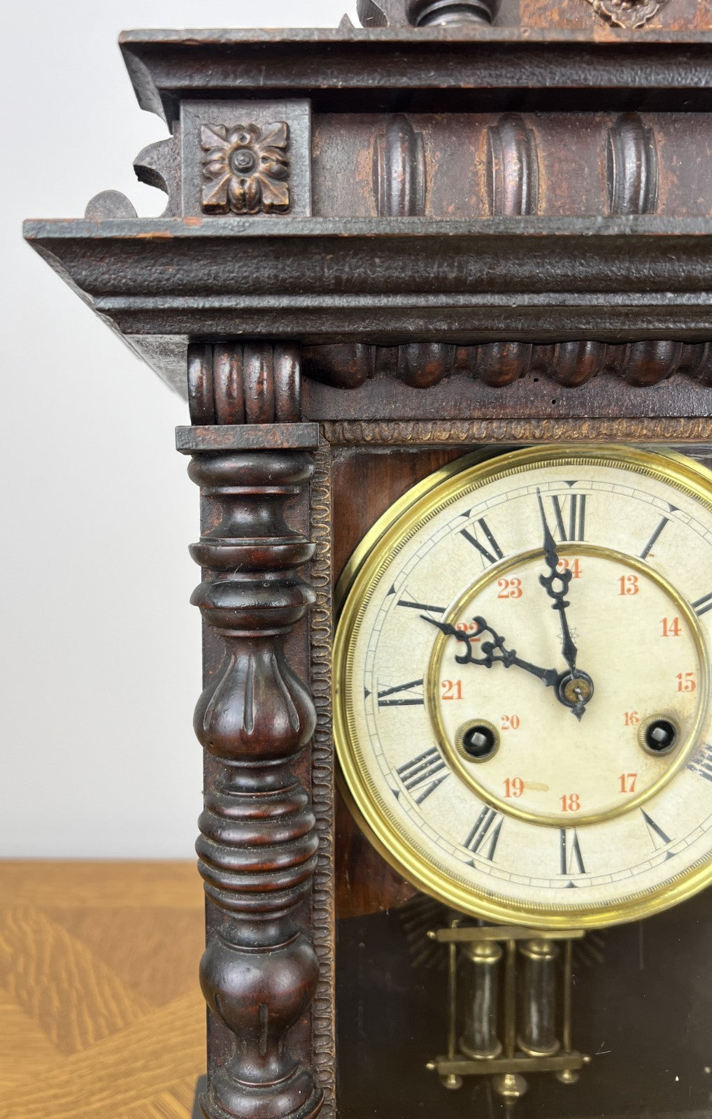 Clock Vintage Junghans Wooden Mantel Clock Glass Door Table Clock LOT 60554