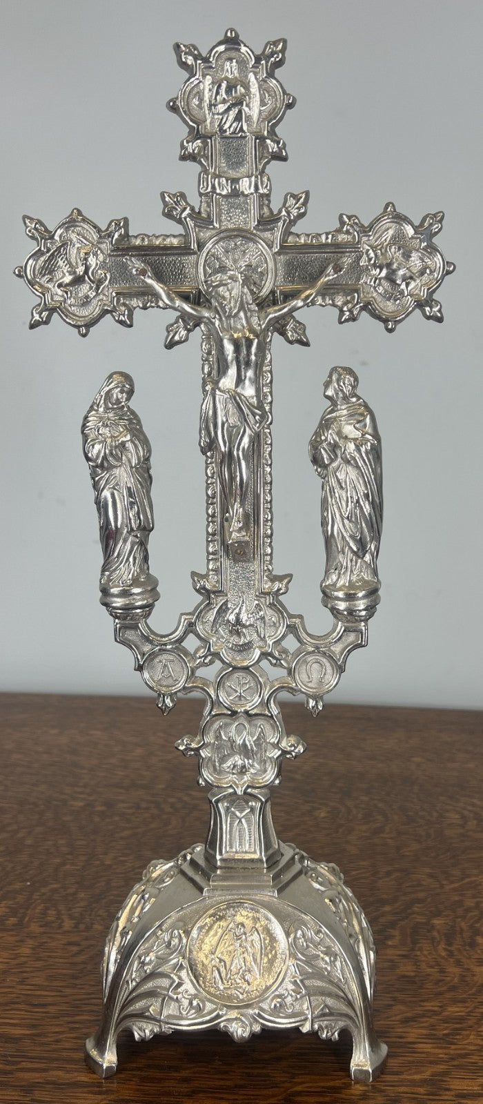 Crucifix Vintage French Style Metal Ornate Religious Altar Cross LOT 47630