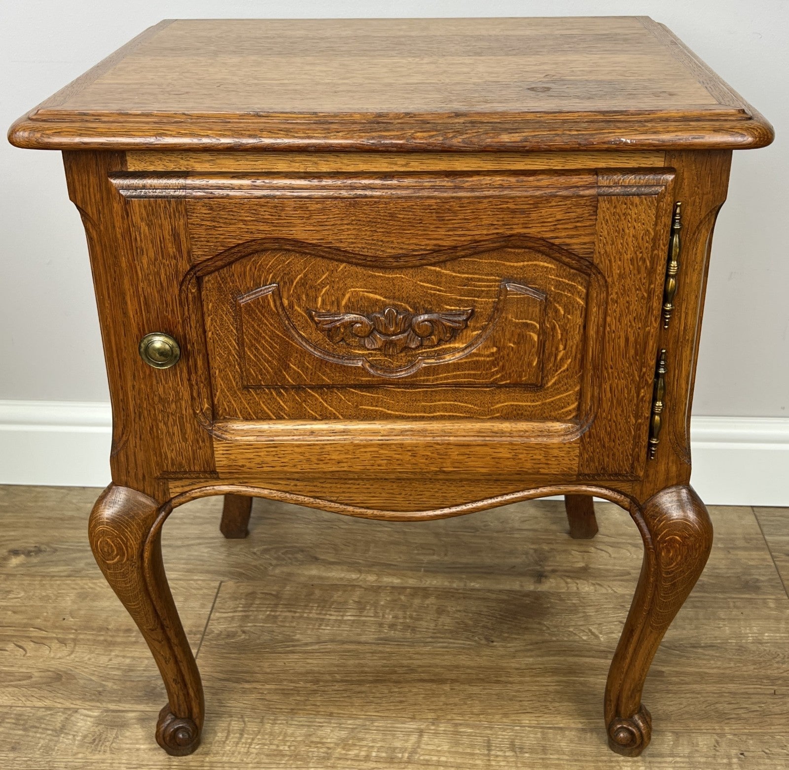 Pair of Bedside Tables Vintage French Louis Oak Nightstands Cabinets LOT 62114