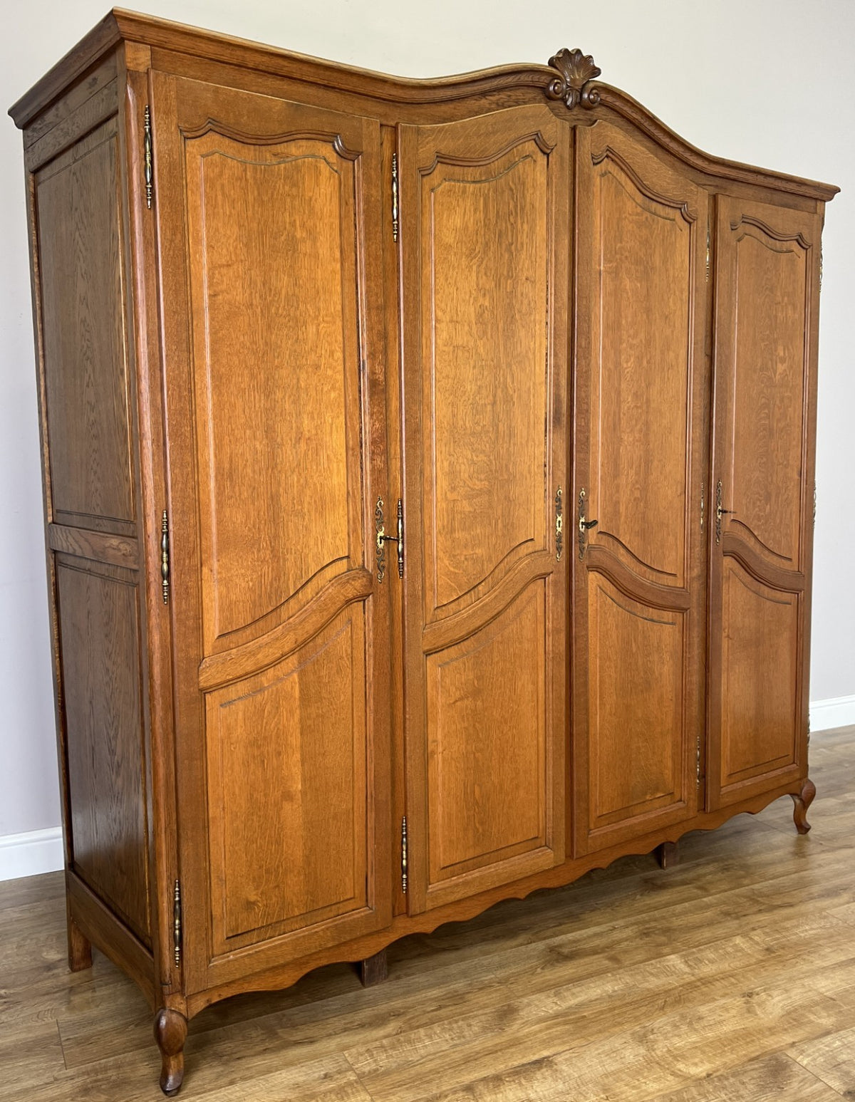 Wardrobe Vintage French Louis XVI Style Oak Four Door Carved Armoire LOT 6500