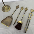 Fireplace Set Vintage French Style Brass 5 Piece Companion Set LOT 6445