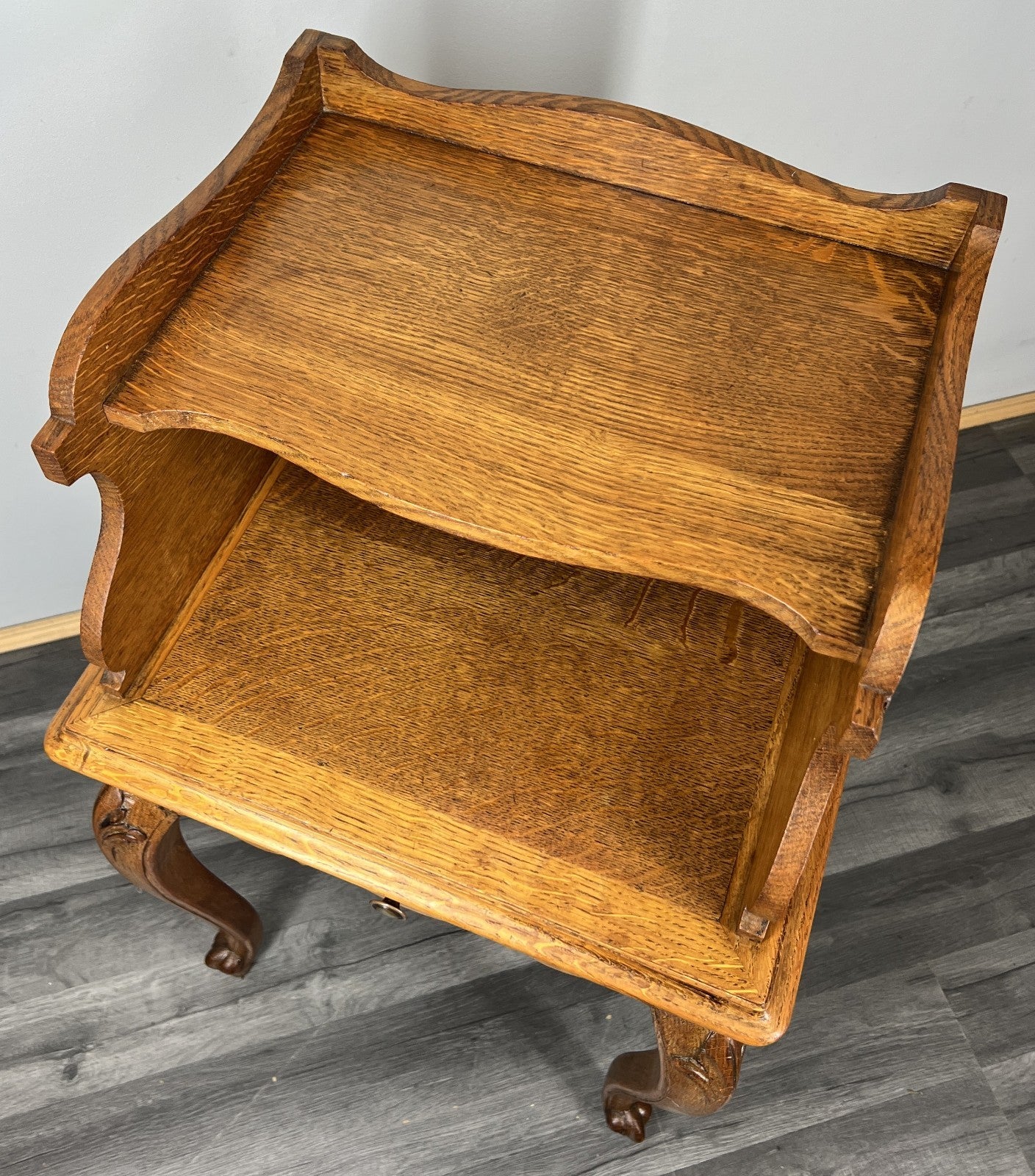 Pair of Bedside Tables Vintage French Louis Oak Cabinets with Drawers LOT 444712