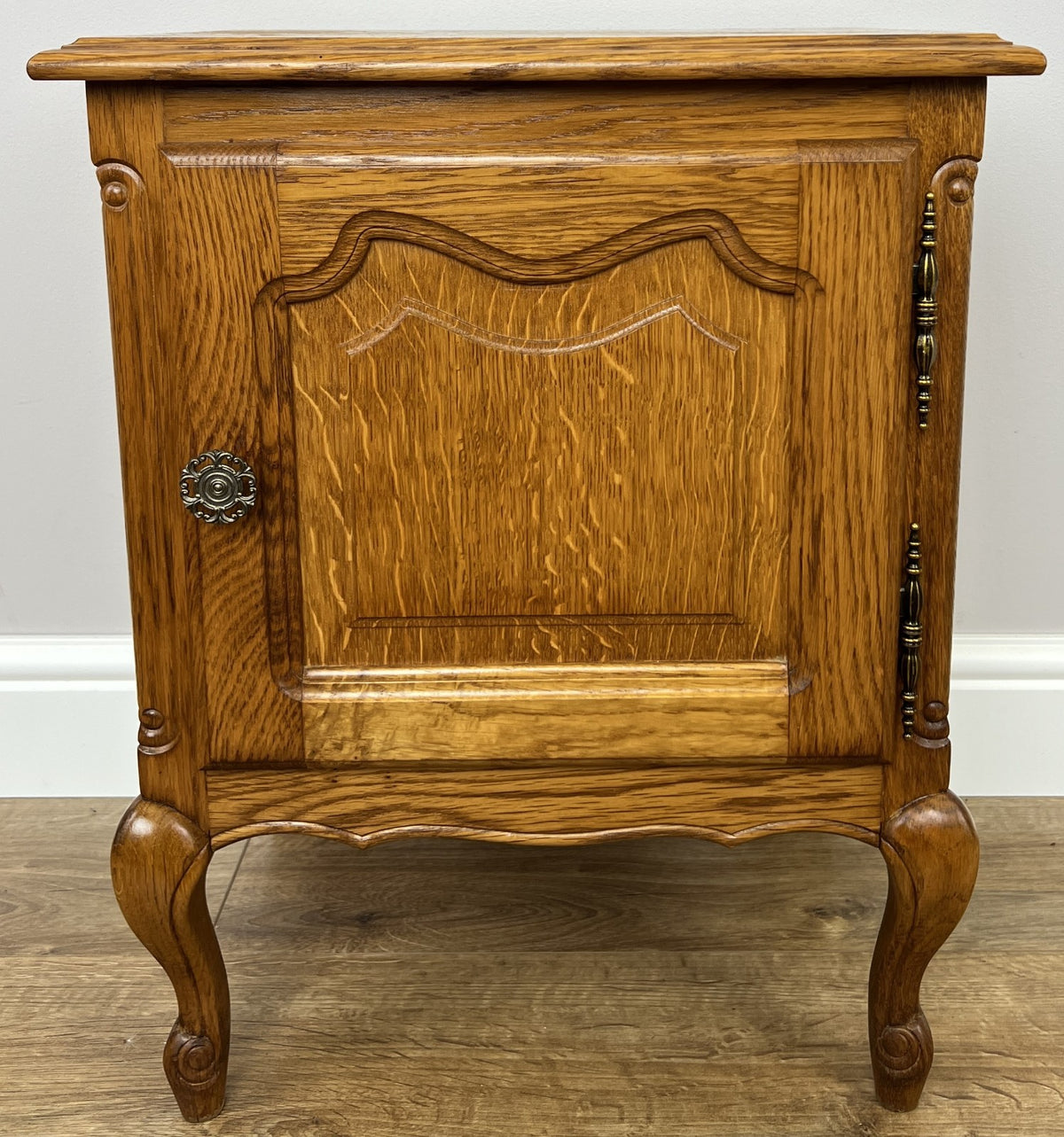 Pair of Bedside Tables Vintage French Louis Oak Nightstands Cabinets LOT 62954