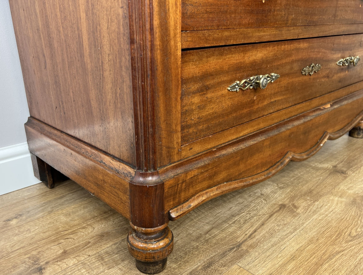 Chest of Drawers Antique French Walnut Marble Top Five Drawer Cabinet LOT 645110