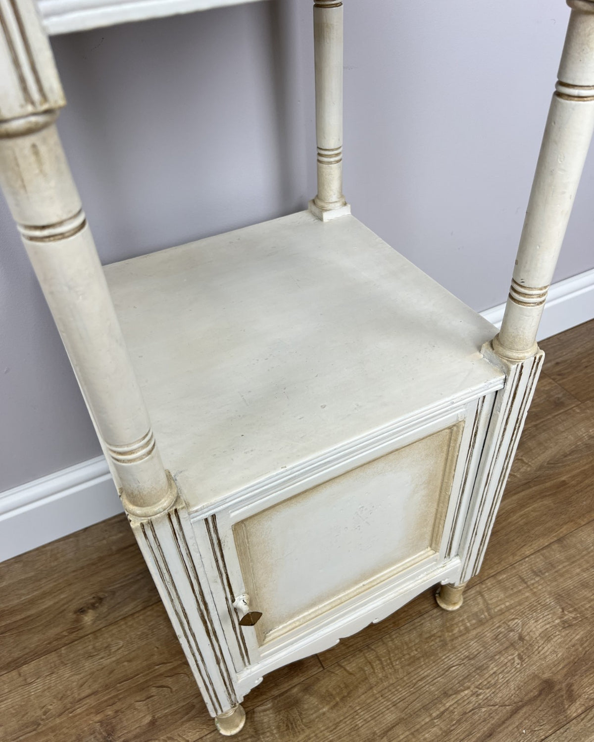 Bedside Table Antique French Style Marble Top Oak Cabinet Nightstand LOT 622410