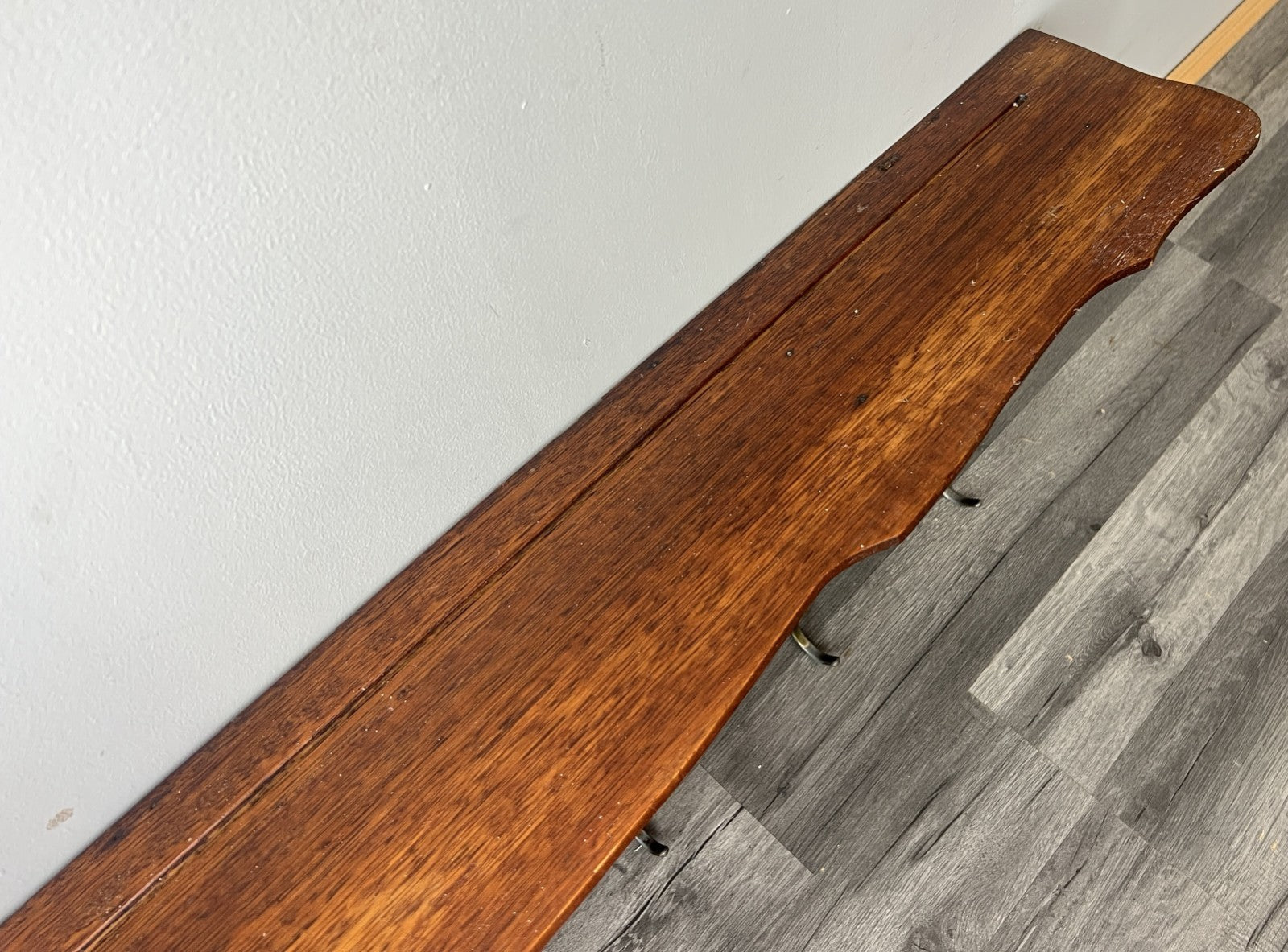 French Vintage Coat Rack Oak 7 Hooks Wall Shelf Carved Coat Hanger LOT 44928