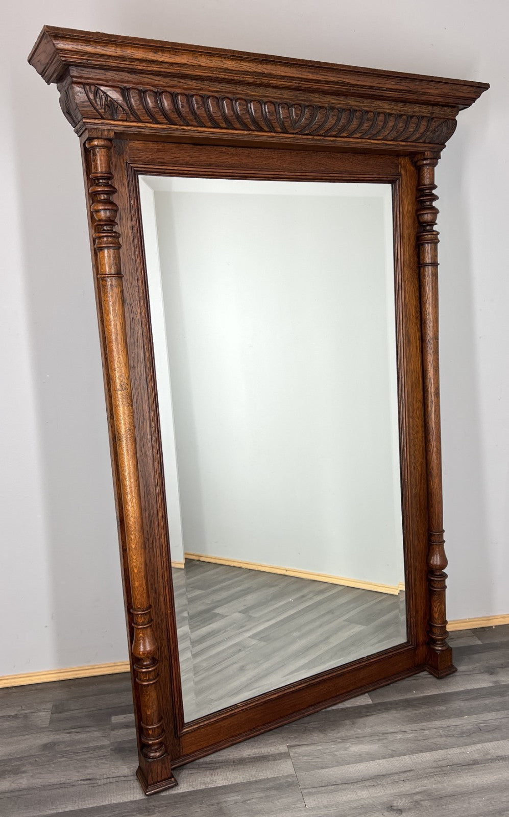 Antique French Style Carved Wall Mirror Oak Ornate Wall Frame LOT 45487