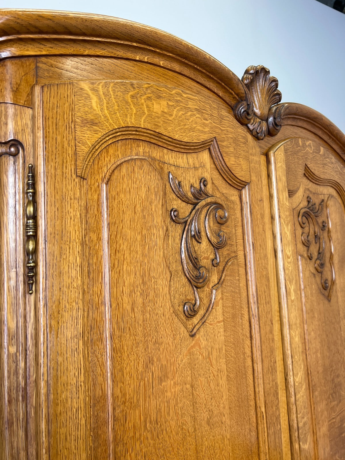Wardrobe Vintage French Louis XVI Style Four Door Oak Carved Armoire LOT 49295