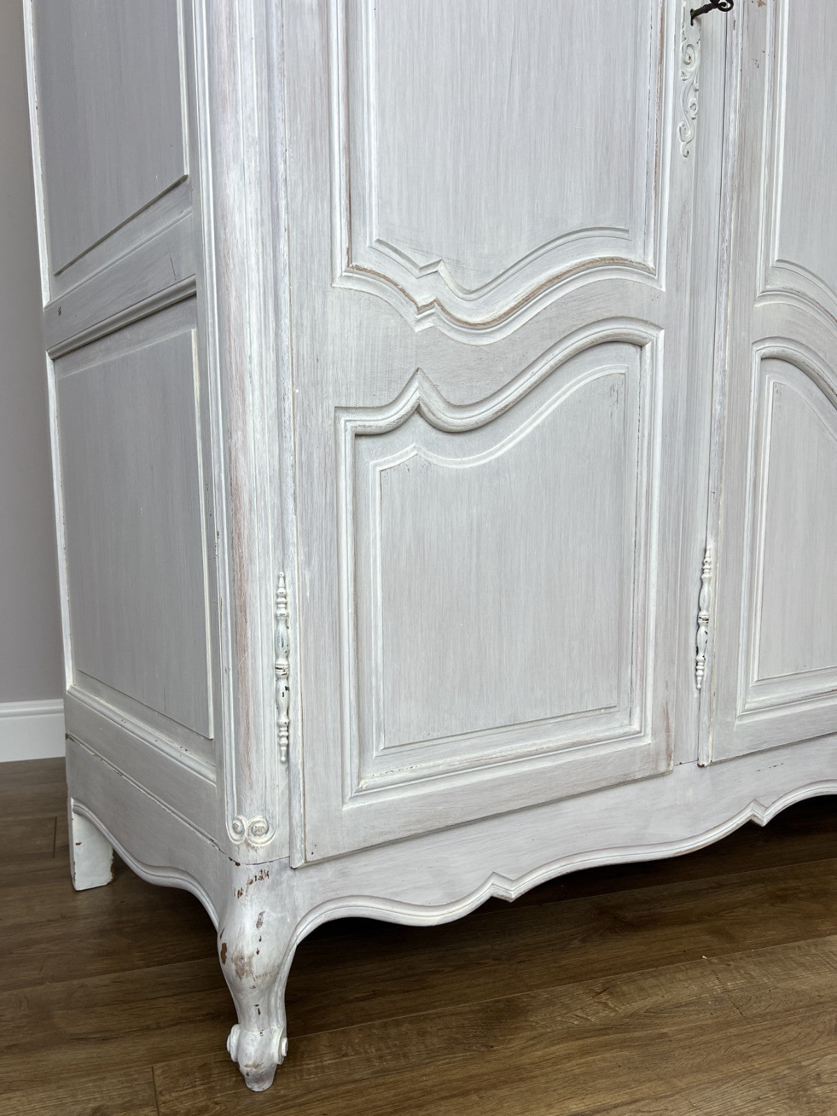 Wardrobe Vintage French Louis XVI Shabby Chic Four Door Oak Armoire LOT 616510