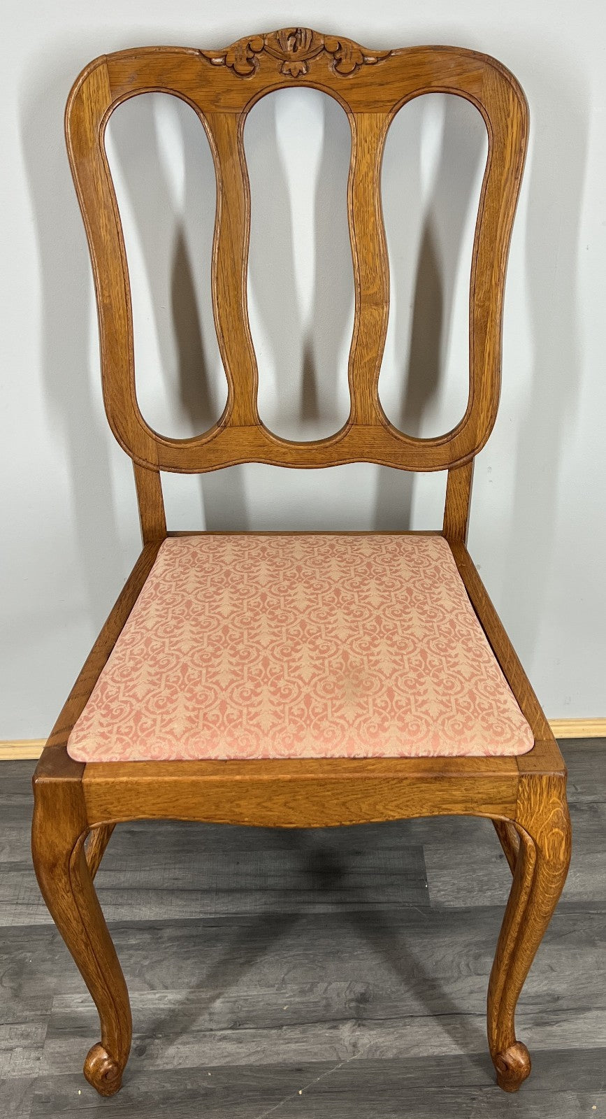 Chairs Vintage French Louis XVI Style Oak Upholstered Set of 5 Carved LOT 44022