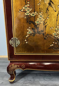 Cabinet Vintage Chinese Hand Painted Floral Bird Lacquer Sideboard LOT 43964