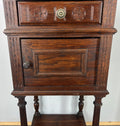 Bedside Table Antique French Oak Marble Top Cabinet Nightstand LOT 48065