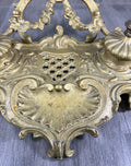Inkwell Set Vintage French Brass Ornate Desk Stand Accessory LOT 46815