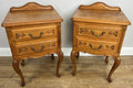 Pair of  Bedside Tables Vintage French Louis Oak Nightstands Cabinets LOT 48660