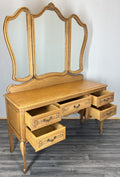 Vintage Dressing Table with Mirror French Oak Louis Vanity Table Makeup LOT 455411