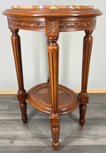 Plant Stand Vintage French Marble Top Round Display Table Cane Shelf LOT 42874