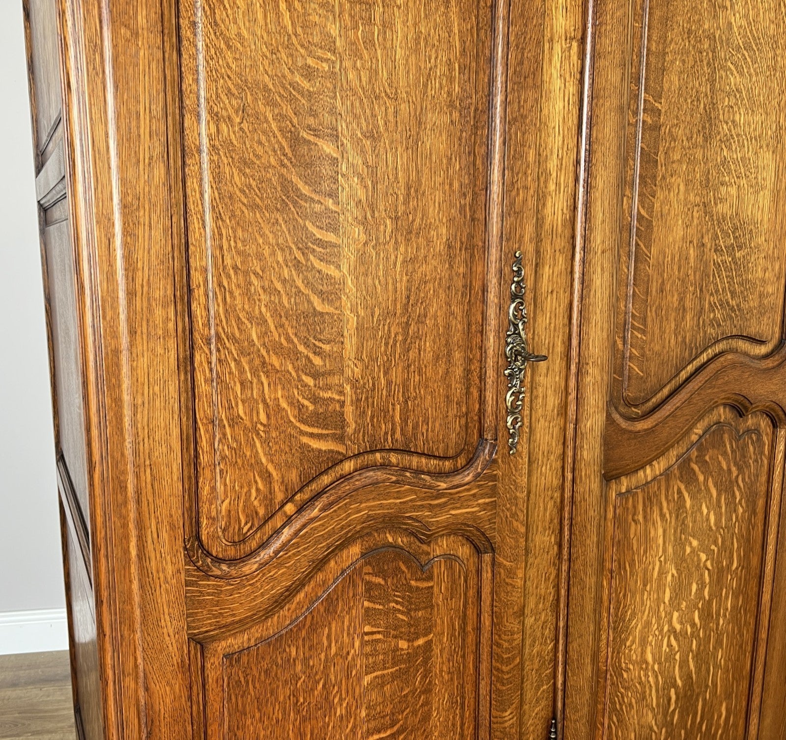 Wardrobe Vintage French Louis XVI Style Oak Four Door Carved Armoire LOT 61054