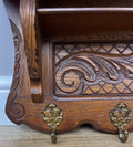 Coat Rack Vintage French Oak Wall Mounted 5 Hooks Carved Rack Hanger LOT 62945