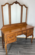 Vintage Dressing Table with Mirror French Oak Louis Vanity Table Makeup LOT 45630