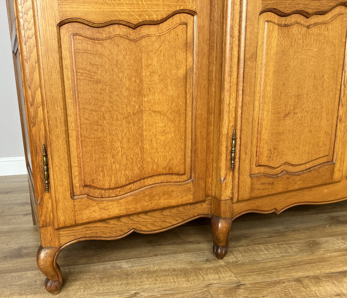 Wardrobe Vintage French Louis XVI Style Oak Four Door Carved Armoire LOT 6494