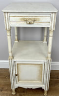 Bedside Table Antique French Style Marble Top Oak Cabinet Nightstand LOT 62240