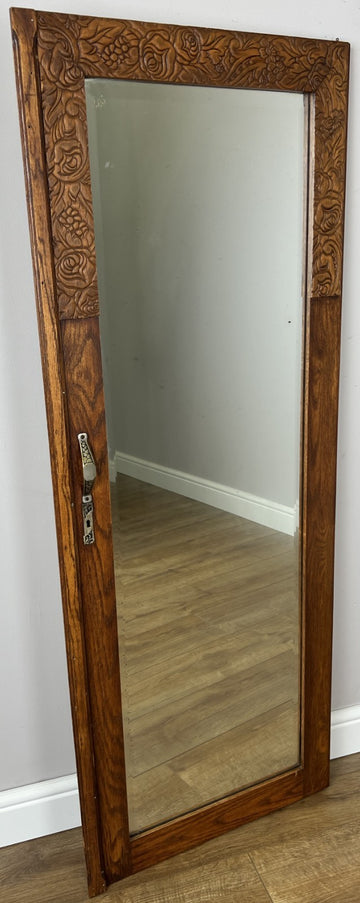 Mirror Antique French Style Wall Mirror Oak Carved Decorative Frame LOT 61850