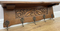 Coat Rack Vintage French Oak Wall Mounted 5 Hooks Carved Rack Hanger LOT 63025