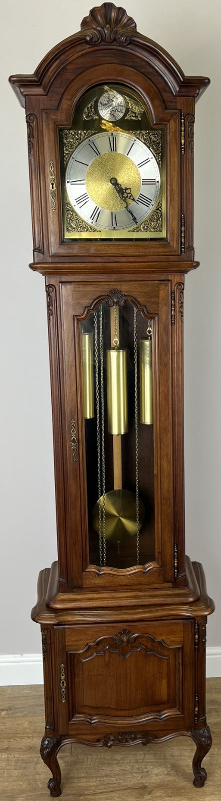 Grandfather Clock Vintage French Style Oak Carved Decorative Clock LOT 61090