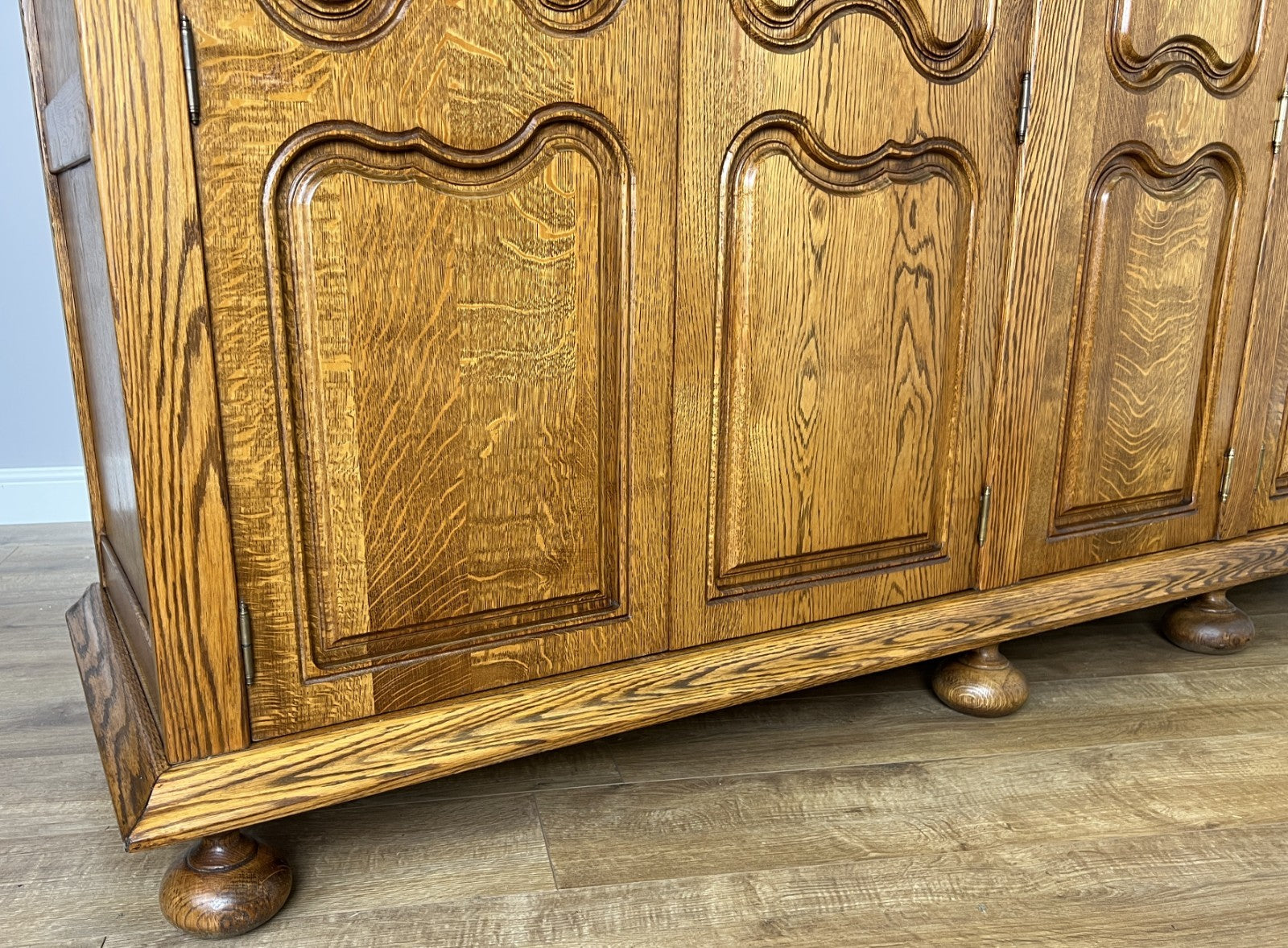Wardrobe Vintage French Style Oak Five Door Carved Armoire Cabinet LOT 61115