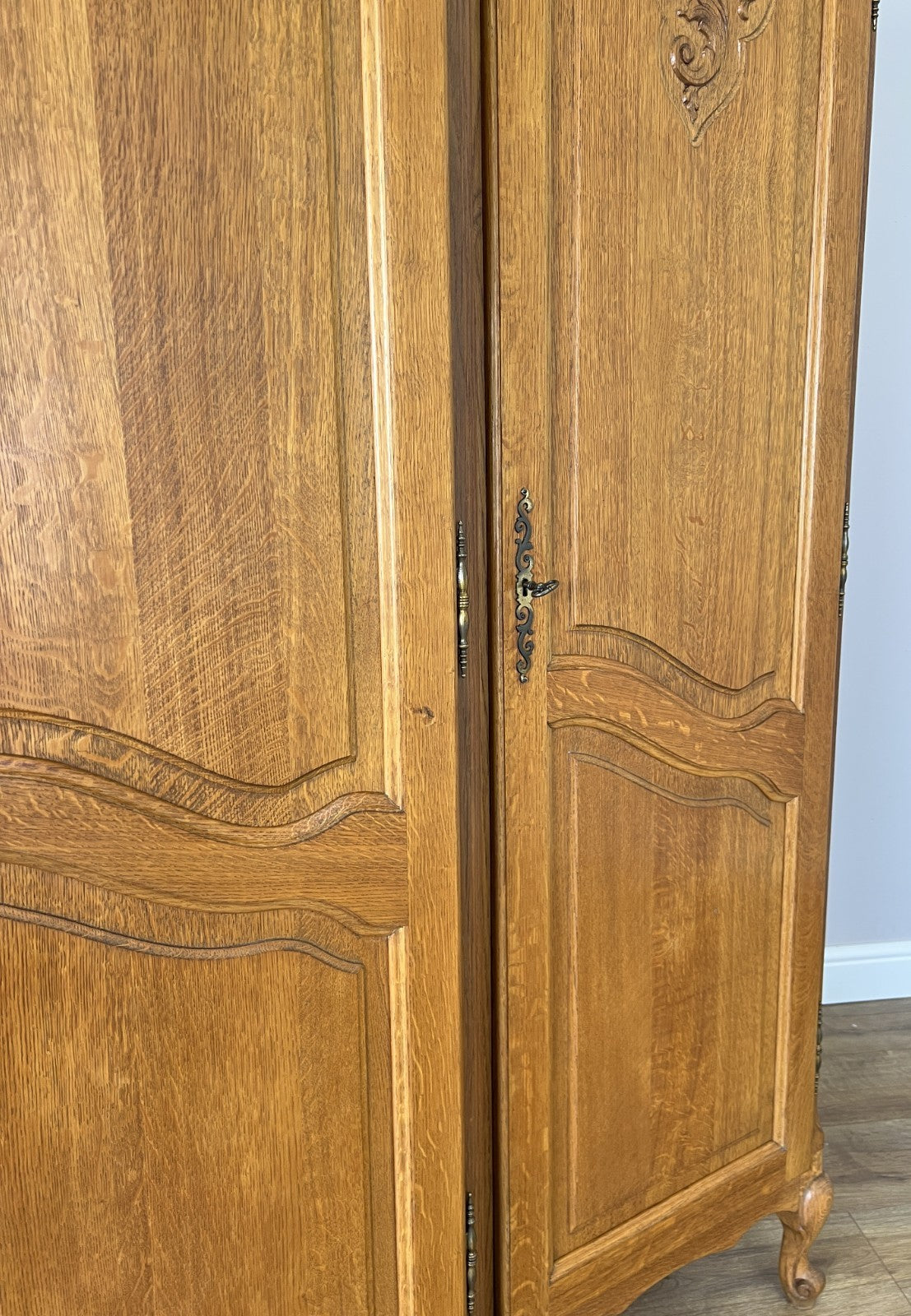 Wardrobe Vintage French Louis XVI Style Oak Four Door Carved Armoire LOT 610411