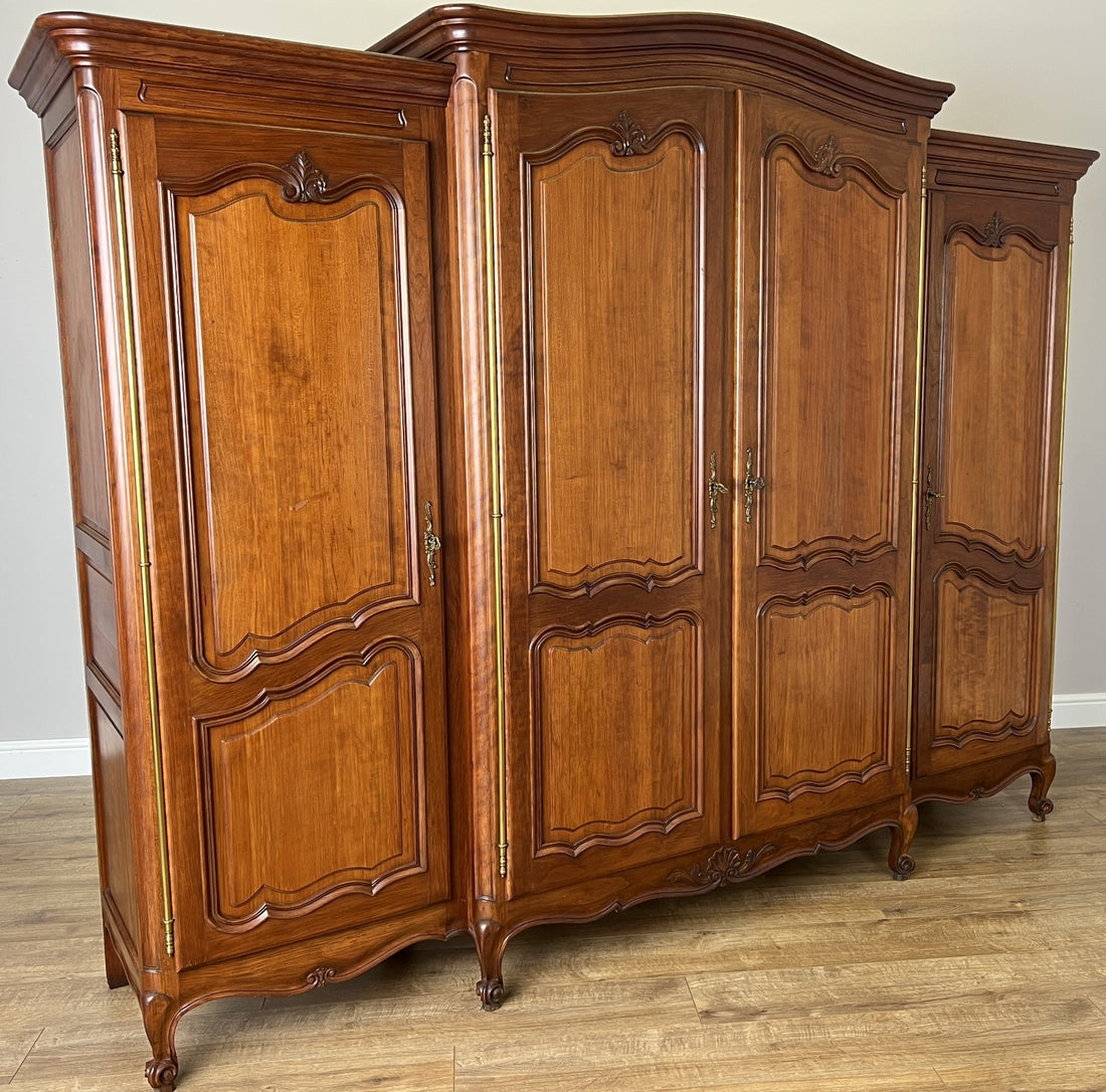 Wardrobe Vintage French Louis XVI Style Four Door Carved Armoire LOT 61150