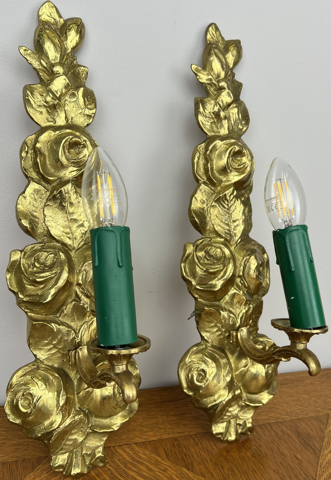 Pair of Wall Sconces Vintage French Style Ornate Decorative Lighting LOT 60650
