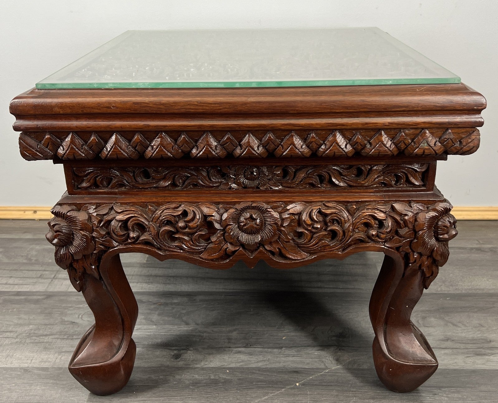 Coffee Table Plant Stand Vintage Chinese Mahogany Hand Ornate Carved  LOT 43282