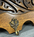 French Vintage Style Coat Rack Oak 6 Hooks Ornate Wall Shelf Coat LOT 47284