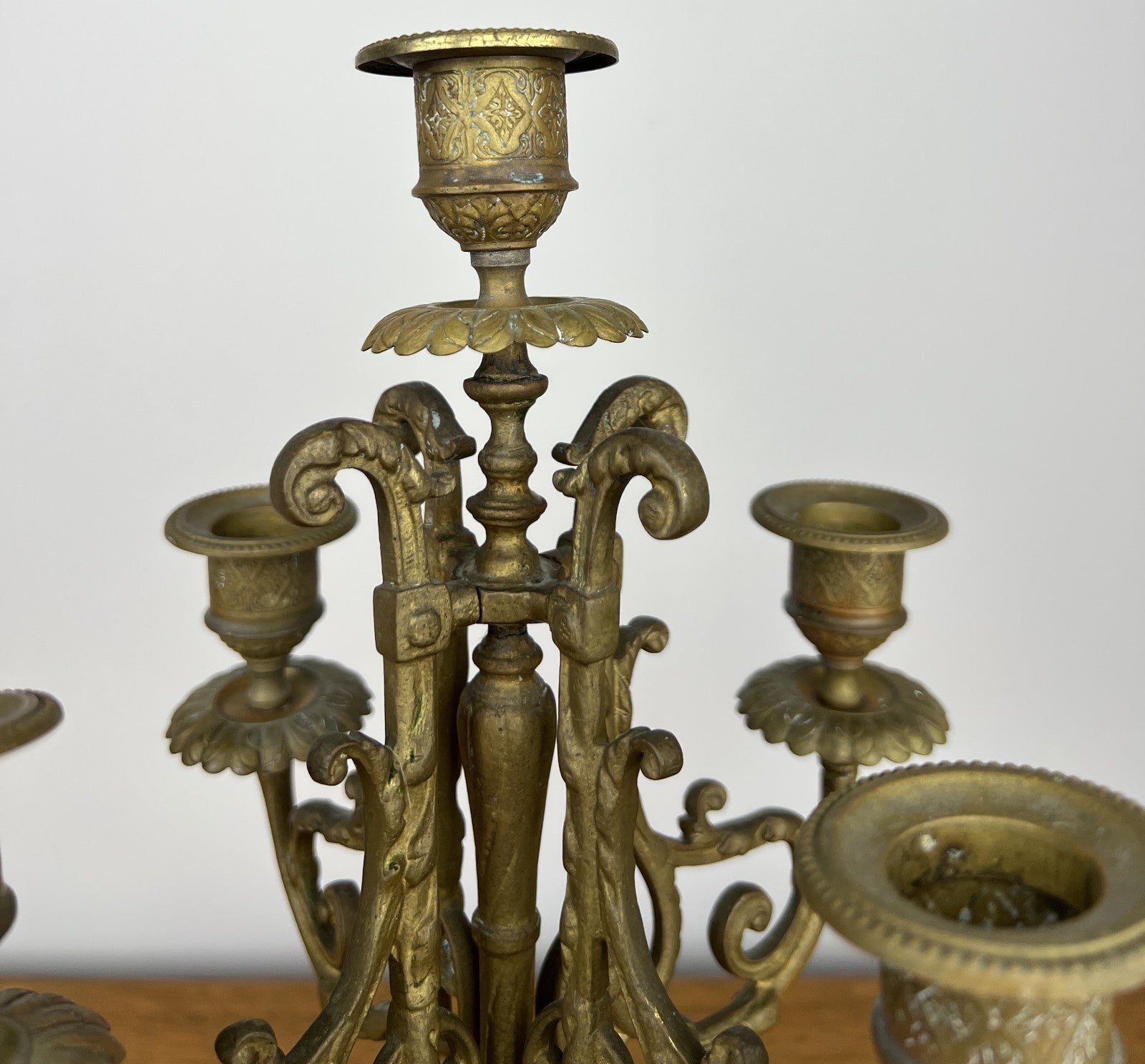 Pair of Candelabras Vintage French Style 5 Arm Ornate Candle Holders LOT 60706