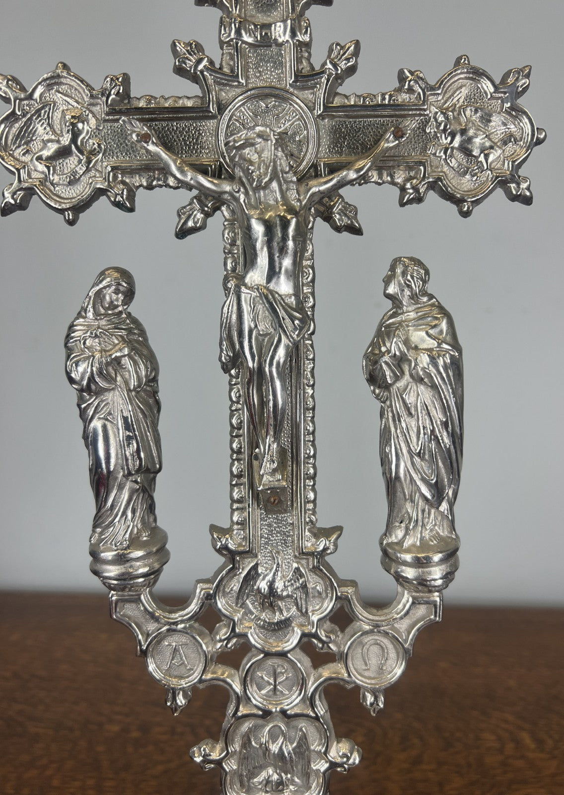 Crucifix Vintage French Style Metal Ornate Religious Altar Cross LOT 47633