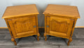 Pair of Bedside Tables Vintage French Louis Oak Nightstands Cabinets LOT 35171