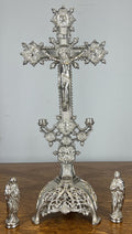 Crucifix Vintage French Style Religious Cross Ornate Stand LOT 46522