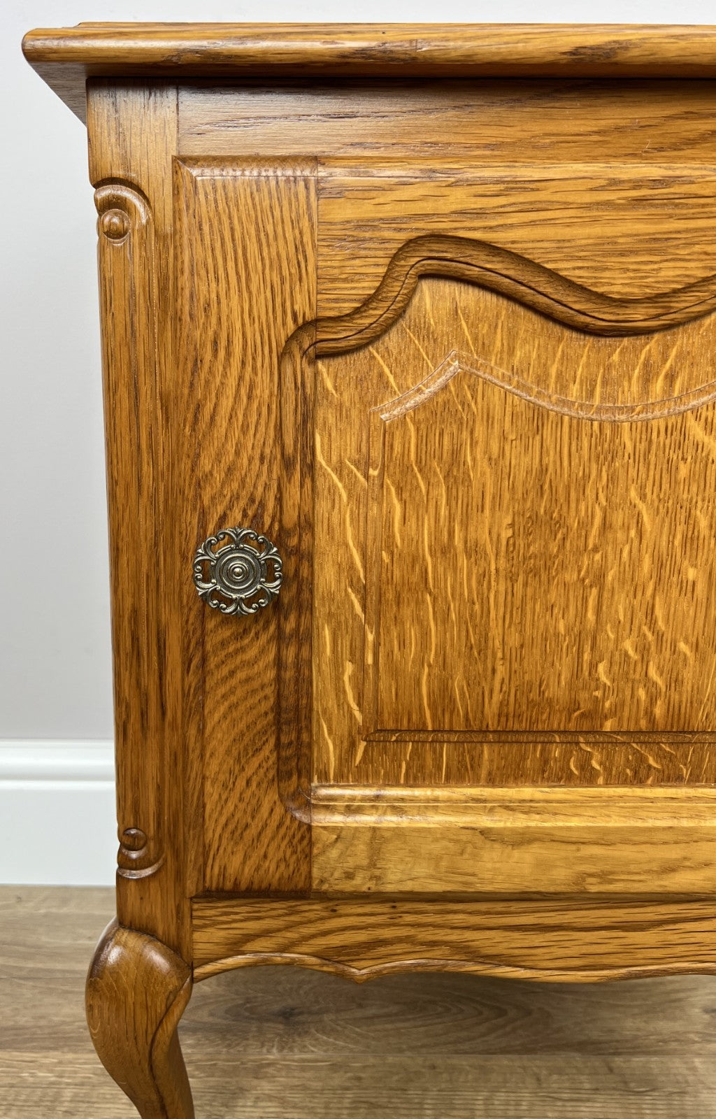 Pair of Bedside Tables Vintage French Louis Oak Nightstands Cabinets LOT 62958